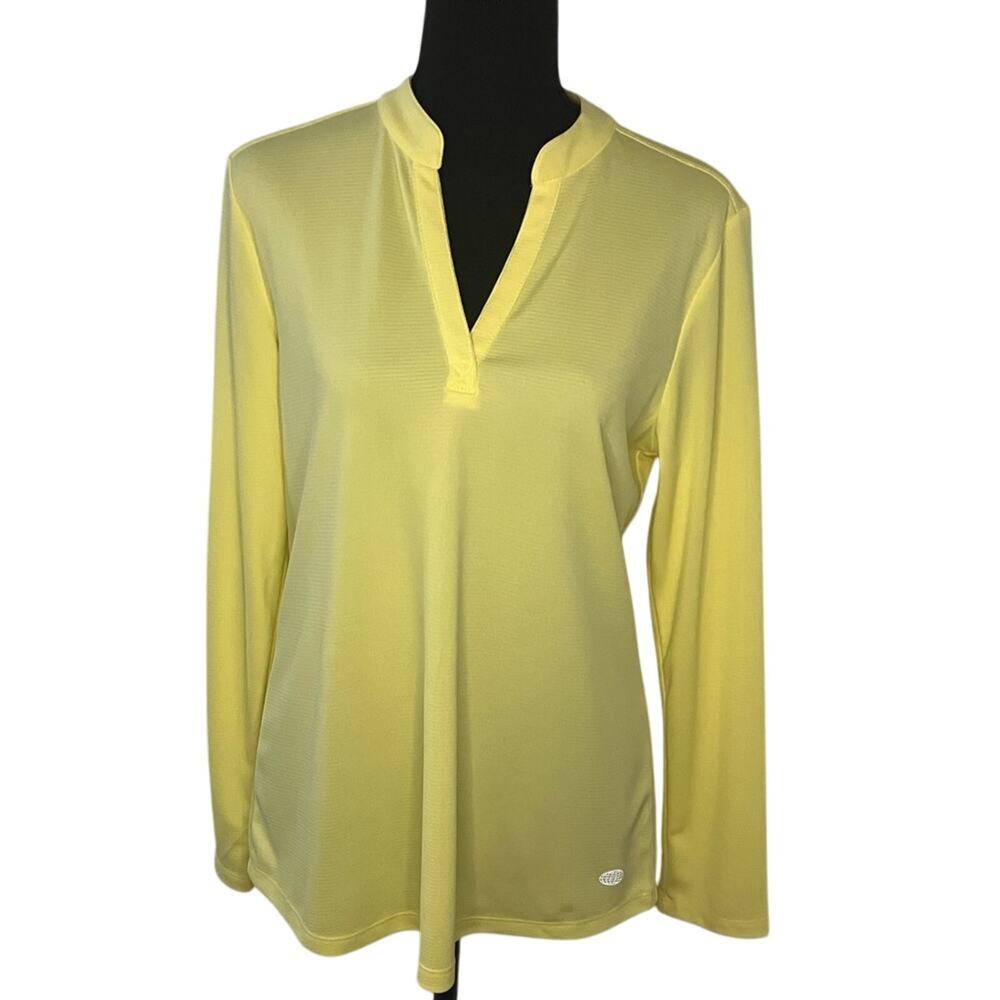 Reel Legends Yellow Women's M long sleeve top with Mandarin Collar